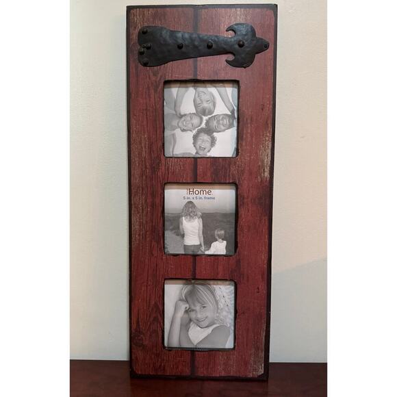 Design Home Decorative Picture Frame 3 Openings Photo Frame 5" x 5" Rustic Red - Picture 1 of 9
